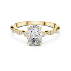Oval Lab Grown Diamond Engagement Ring with Curved Pavé Side Stones | Customizable 1–5 CT Center Stone