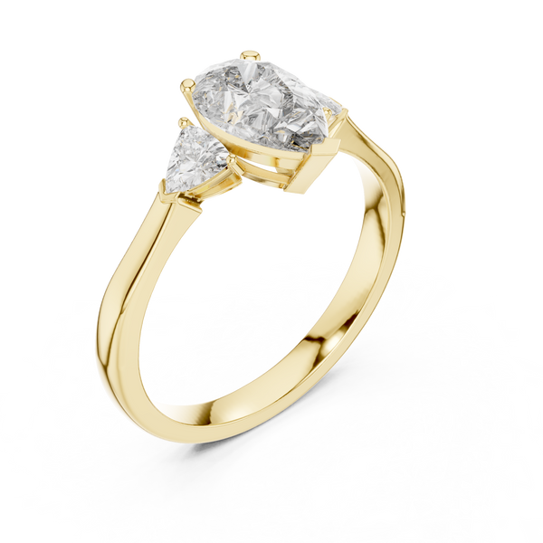 Pear Three Stone Lab Diamond Engagement Ring – 1 to 5 Ct. Center Stone