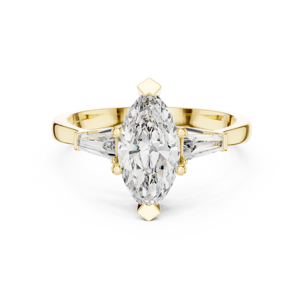 Marquise Three Stone Lab Diamond Engagement Ring – 1 to 5 Ct. Center Stone