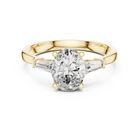 Oval Cut Diamond Engagement Ring with Baguette Side Stones