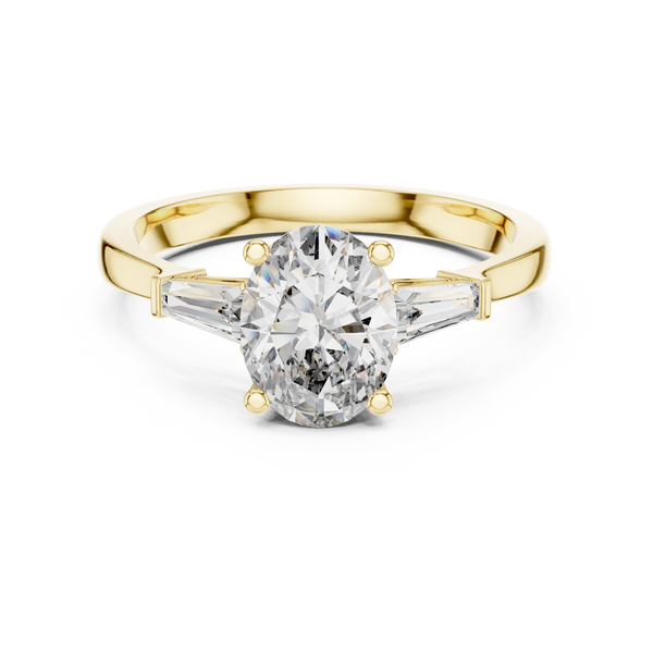 Oval Cut Diamond Engagement Ring with Baguette Side Stones