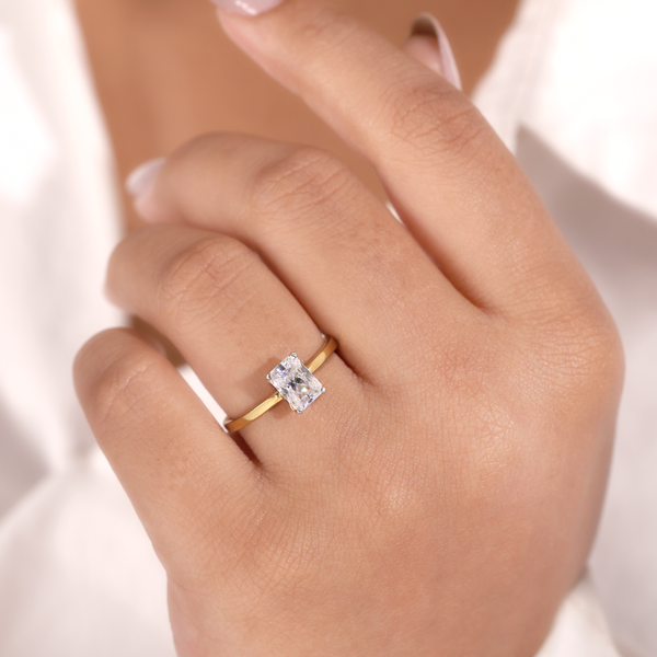 Radiant Cut Diamond Solitaire Engagement Ring in Yellow Gold | ALOYRA