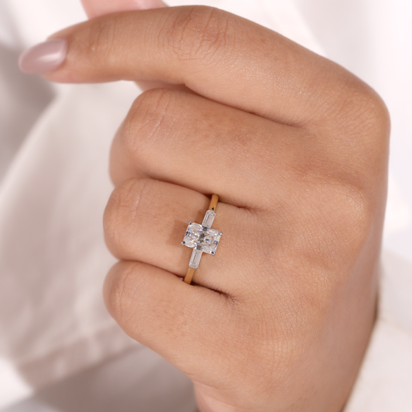 18K Yellow Gold Radiant Cut Diamond Engagement Ring