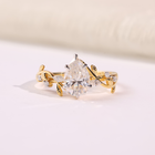 Oval Diamond Nature-Inspired Engagement Ring with Pear & Marquise Accents