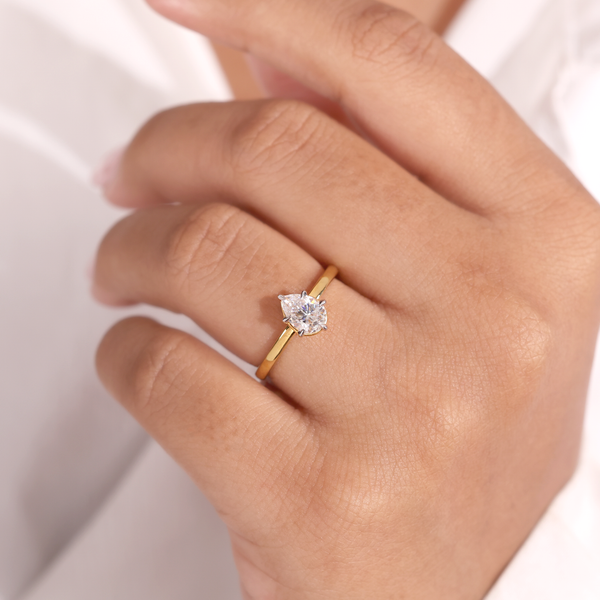 14K Yellow Gold Pear Cut Lab Grown Diamond Engagement Ring