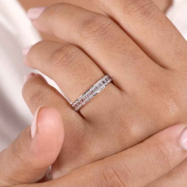 Emerald Cut Diamond Eternity Wedding Band in 14K Gold