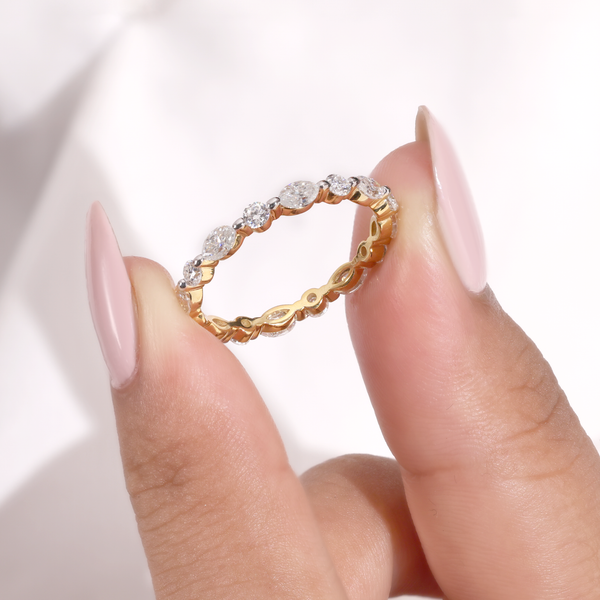 Marquise Diamond Eternity Wedding Band in Gold
