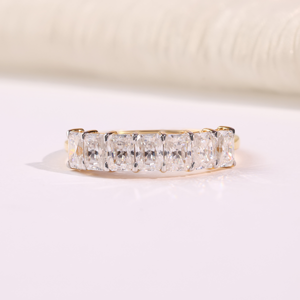 Radiant Cut Diamond Half Eternity Wedding Band