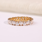 Round Diamond Eternity Wedding Band with Sunburst Gold Setting
