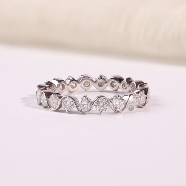 1.70 CTW Round Diamond Scalloped Eternity Wedding Band