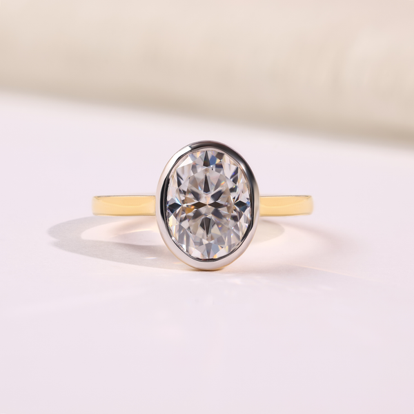 18K Yellow Gold Oval Cut Lab Grown Diamond Engagement Ring