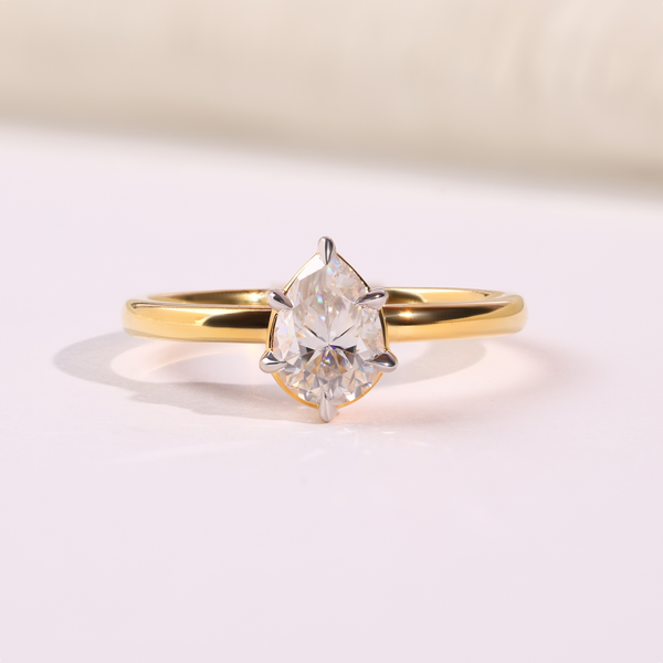 14K Yellow Gold Pear Cut Lab Grown Diamond Engagement Ring