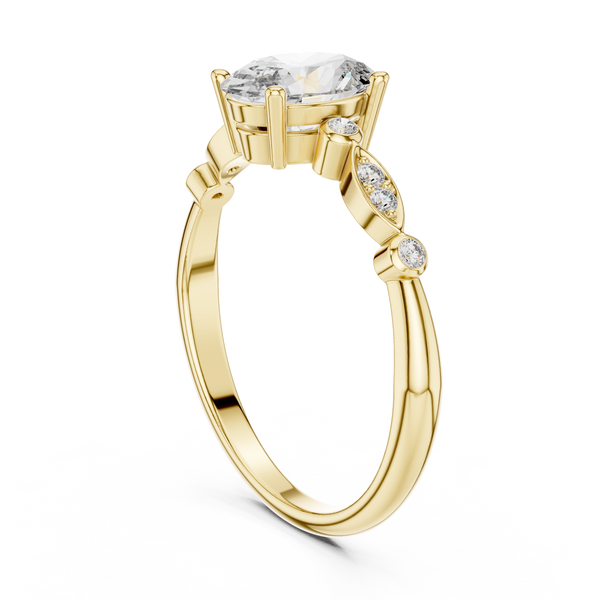 Oval Lab Grown Diamond Engagement Ring with Curved Pavé Side Stones | Customizable 1–5 CT Center Stone