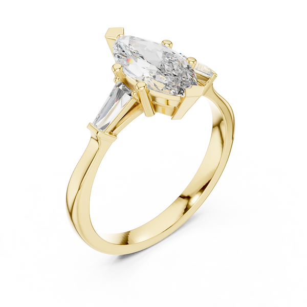 Marquise Three Stone Lab Diamond Engagement Ring – 1 to 5 Ct. Center Stone