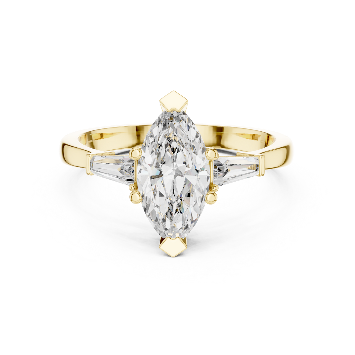 Marquise Three Stone Lab Diamond Engagement Ring – 1 to 5 Ct. Center Stone