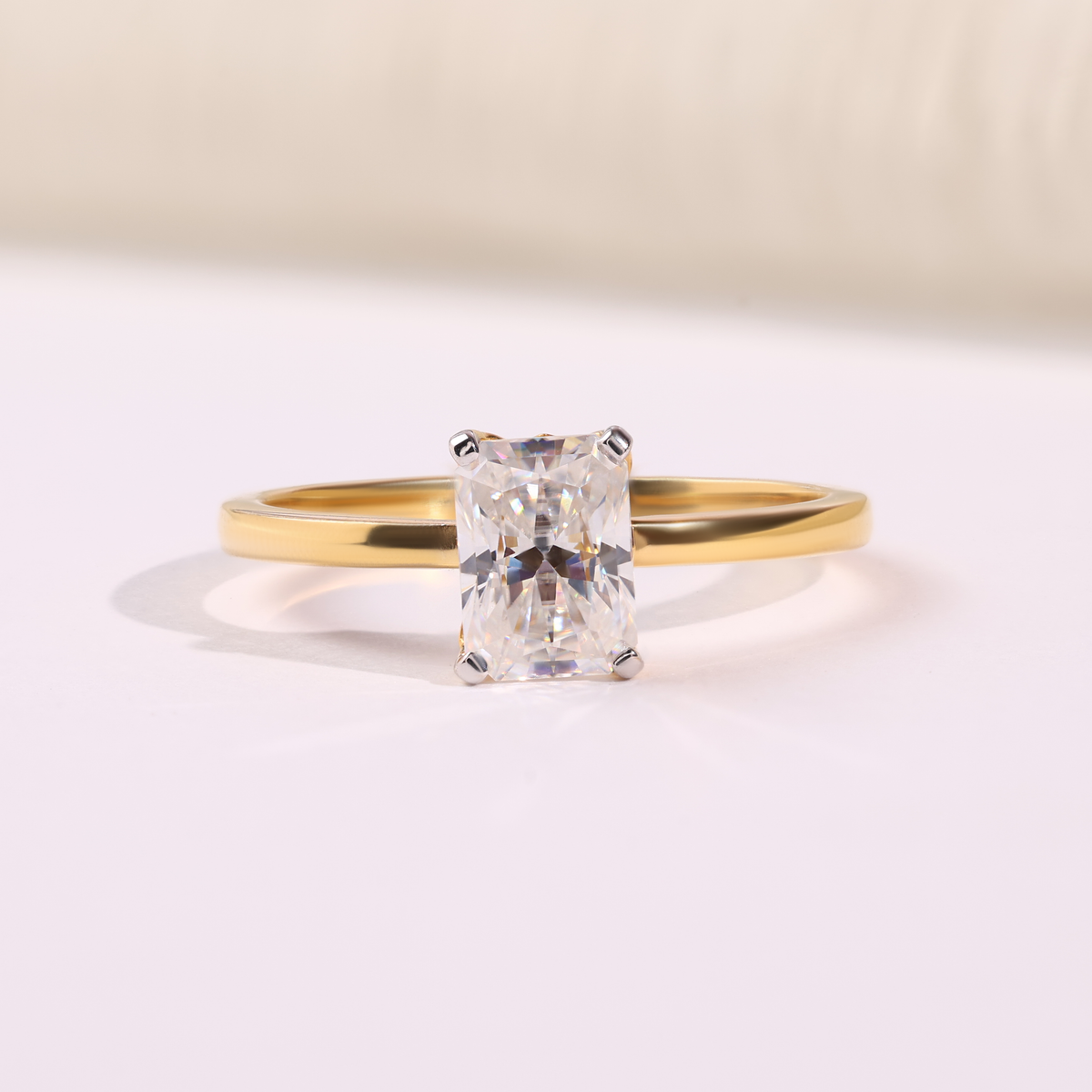 Radiant Cut Diamond Solitaire Engagement Ring in Yellow Gold | ALOYRA