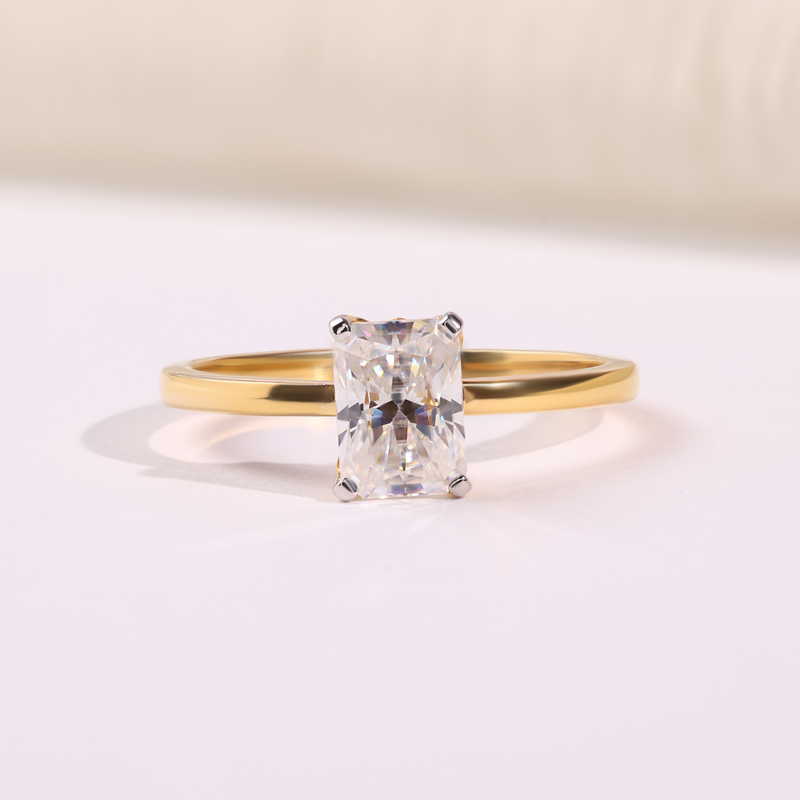 Radiant Cut Diamond Solitaire Engagement Ring in Yellow Gold | ALOYRA