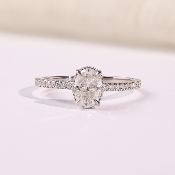 14K Gold Pavé Oval Lab Grown Diamond Engagement Band