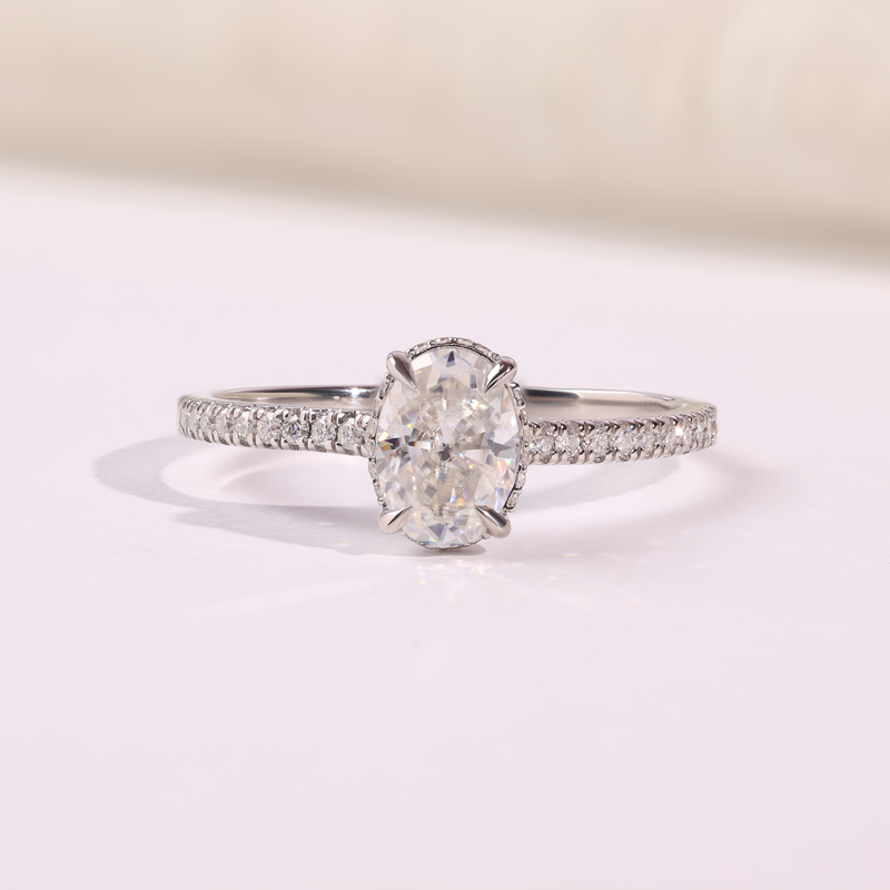 14K Gold Pavé Oval Lab Grown Diamond Engagement Band