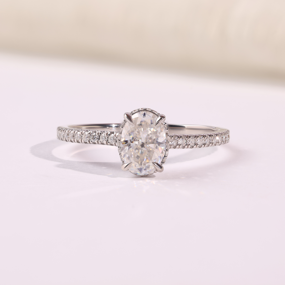 Oval Lab-Grown Diamond Solitaire Engagement Ring in 14K Gold