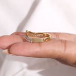 Diamond Chevron Wedding Band with Pavé Round Diamonds