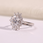 Round Diamond Halo Engagement Ring with Pear Accent Stones