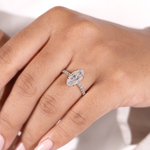 Marquise Diamond Engagement Ring with Pavé Diamond Band