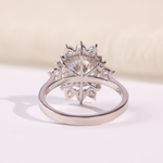 Round Diamond Halo Engagement Ring with Pear Accent Stones