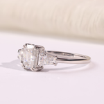 Radiant Cut Diamond Solitaire Engagement Ring with Accent Stones