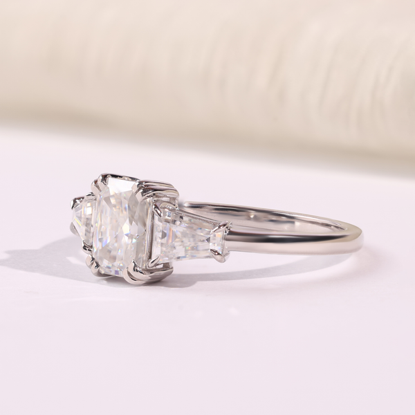 Radiant Cut Diamond Solitaire Engagement Ring with Accent Stones