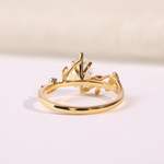 Oval Diamond Nature-Inspired Engagement Ring with Pear & Marquise Accents