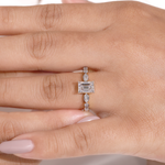 Emerald Cut Diamond Side Stone Ring In 14k Gold
