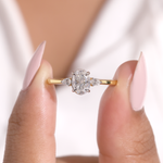 14K Gold Pear & Oval Diamond Engagement Ring