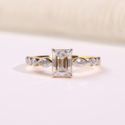 Emerald Cut Diamond Side Stone Ring In 14k Gold