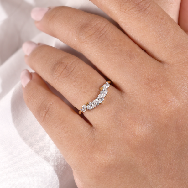 Pear & Marquise Diamond Chevron Wedding Band in 14K Gold