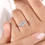 Radiant Cut Diamond Solitaire Engagement Ring with Accent Stones