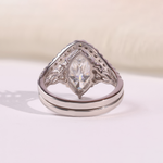 Marquise Diamond Engagement Ring with Double Chevron Diamond Band