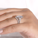Marquise Diamond Engagement Ring with Double Chevron Diamond Band