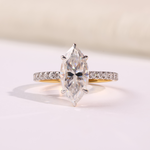 Marquise Diamond Engagement Ring with Pavé Diamond Band