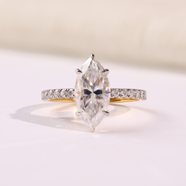 Marquise Diamond Engagement Ring with Pavé Diamond Band
