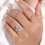 Marquise Diamond Engagement Ring with Double Chevron Diamond Band