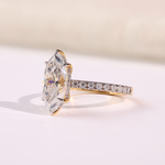Marquise Diamond Engagement Ring with Pavé Diamond Band