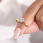 14K Yellow Gold Pear Cut Lab Grown Diamond Engagement Ring