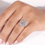 Round Diamond Halo Engagement Ring with Pear Accent Stones