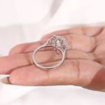 Round Diamond Halo Engagement Ring with Pear Accent Stones