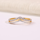 Diamond Chevron Wedding Band with Pavé Round Diamonds