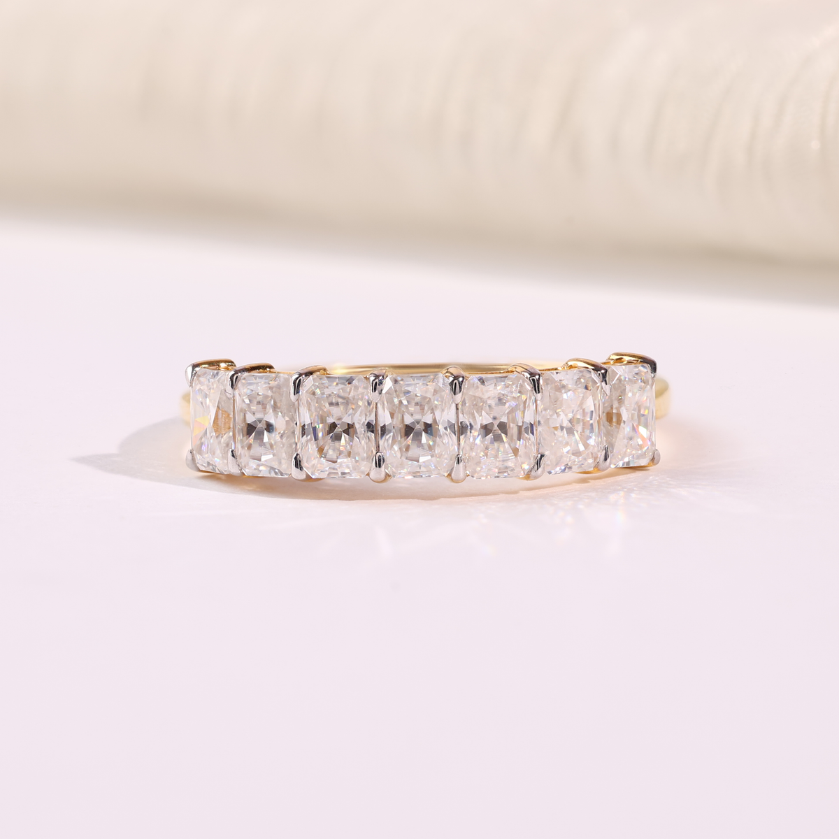 Radiant Cut Diamond Half Eternity Wedding Band