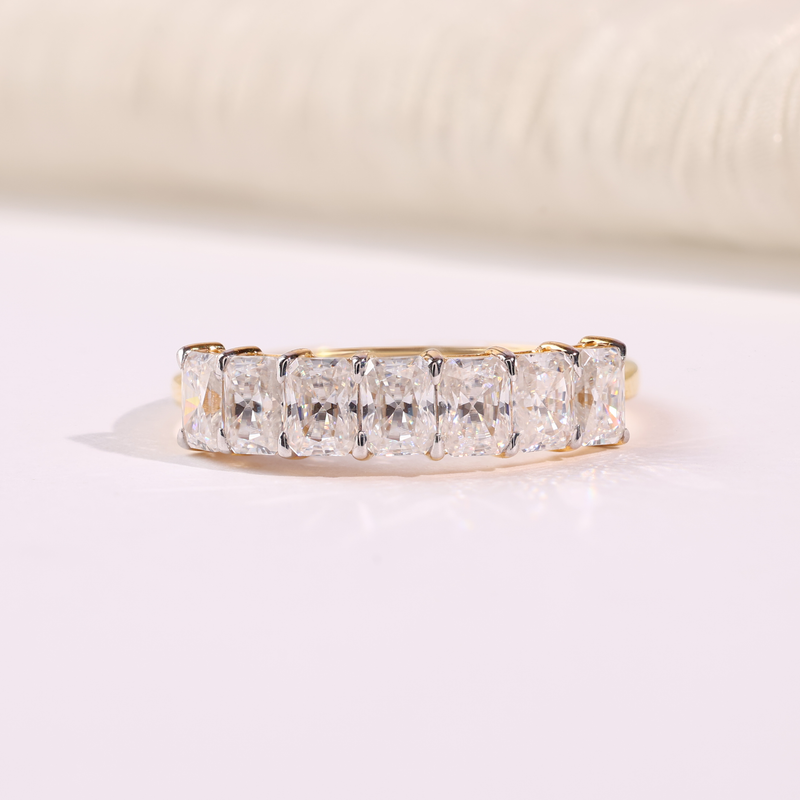 Radiant Cut Diamond Half Eternity Wedding Band