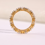 Round Diamond Eternity Wedding Band with Sunburst Gold Setting