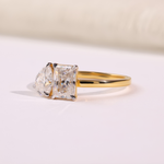 Oval & Radiant Diamond Engagement Ring in 14K/18K Gold